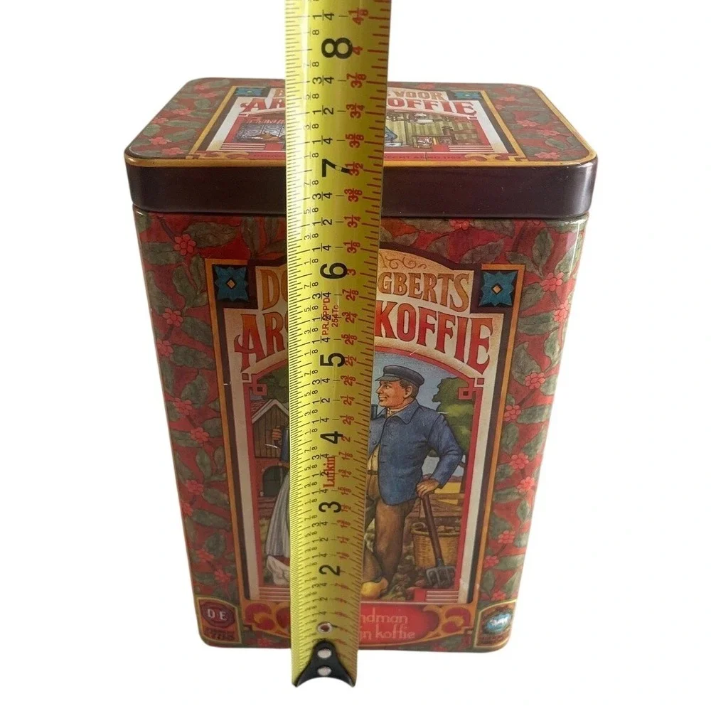 Vintage Douwe Egberts Aroma Koffie Tin De Landman Dutch Coffee Canister Blue Red
